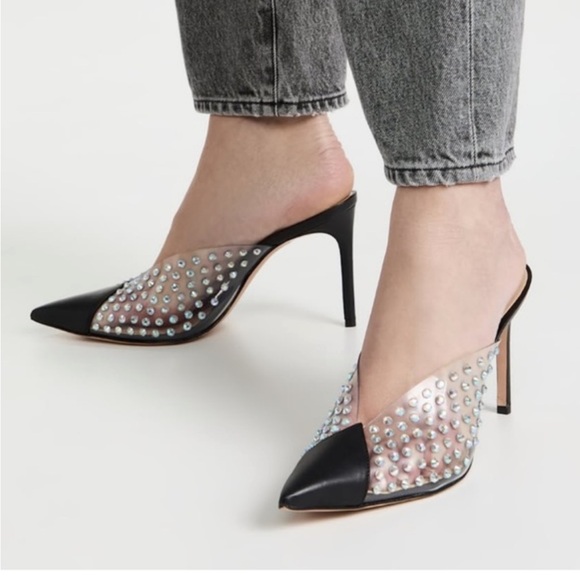 Schutz Greece Crystal Clear
Leather Mule Pumps Black/Transparente size 6.5 new - Picture 1 of 15